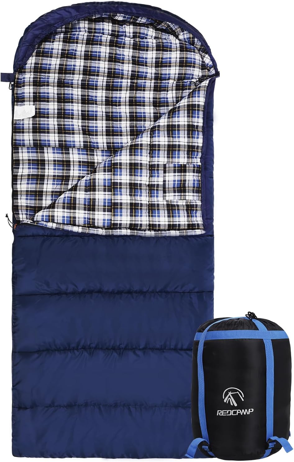 REDCAMP Flannel Sleeping Bag for Adults, Comfortable Cotton Envelope Sleeping Bags for Camping, Backpacking, Hiking, wit