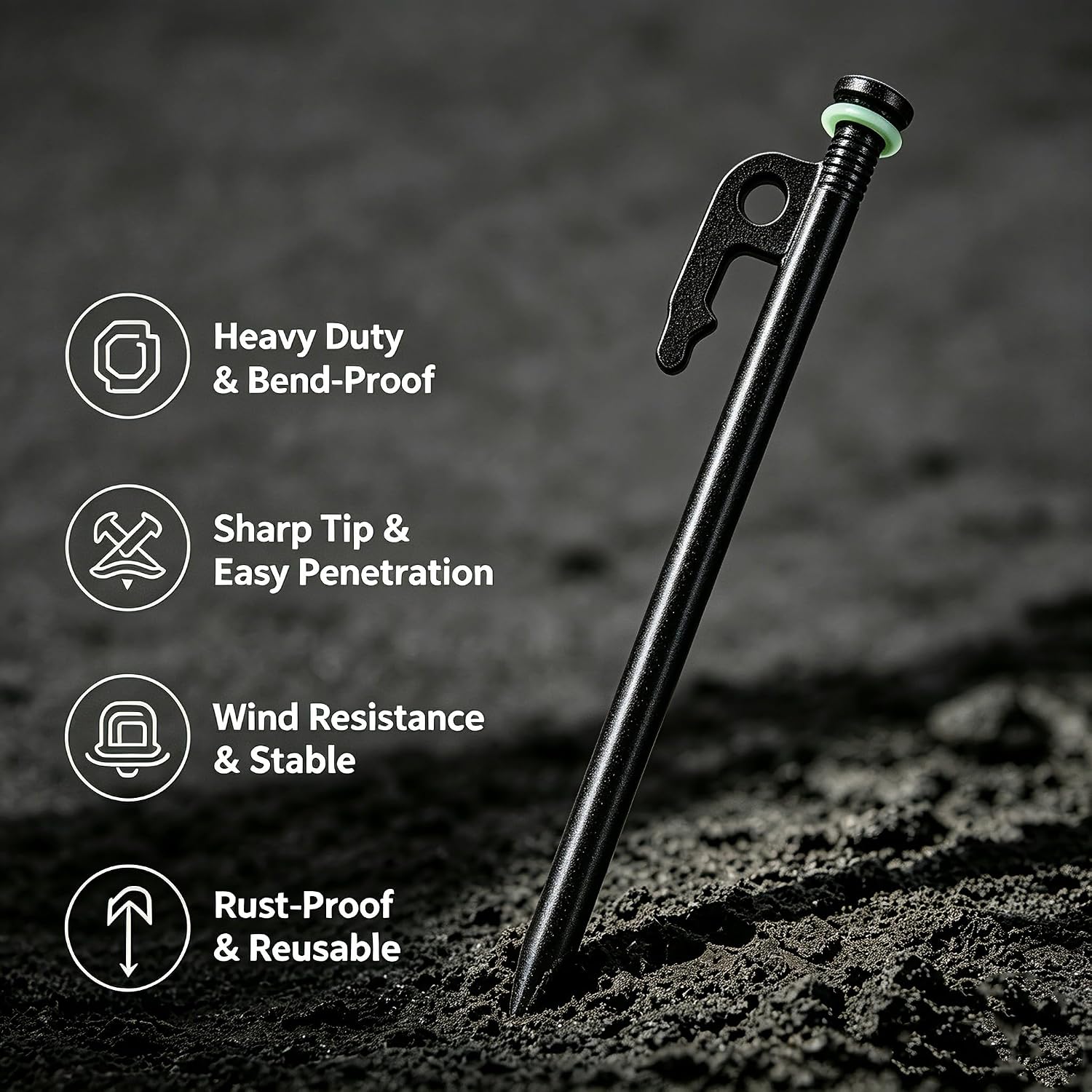 Tent Stakes,9.84 Inch Heavy Duty Aluminum Tent Pegs,12 Pack Rustproof Camping Stakes with Storage Bag,Non-Bending Ground
