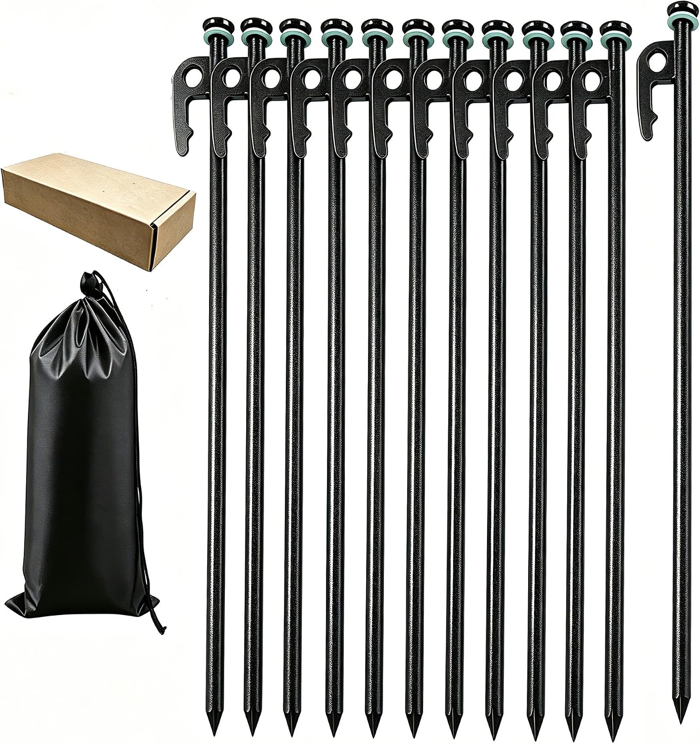 Heavy Duty Aluminum Tent Stakes, 12 Pack, 9.84 Inch